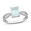 Thumbnail Image 1 of Now + Forever Emerald-cut Aquamarine Engagement Ring 1/5 ct tw Diamonds 14K White Gold