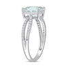 Thumbnail Image 4 of Now + Forever Emerald-cut Aquamarine Engagement Ring 1/5 ct tw Diamonds 14K White Gold