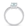 Thumbnail Image 4 of Emerald-cut Aquamarine Engagement Ring 1/5 ct tw Diamonds 14K White Gold