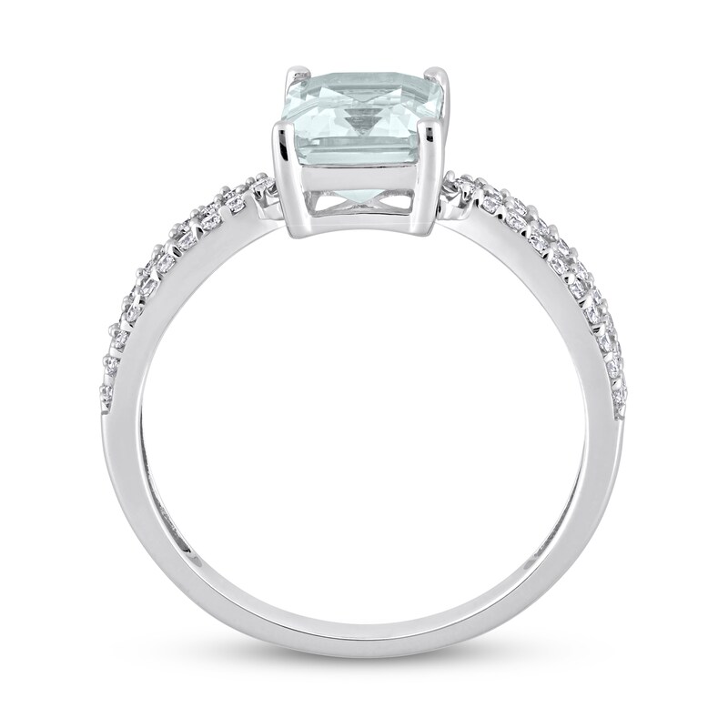 Main Image 5 of Now + Forever Emerald-cut Aquamarine Engagement Ring 1/5 ct tw Diamonds 14K White Gold