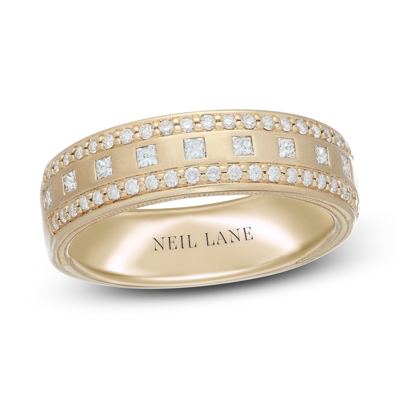Neil Lane Men's Diamond Wedding Band 3/4 ct tw Sqaure/Round 14K Yellow Gold with 360