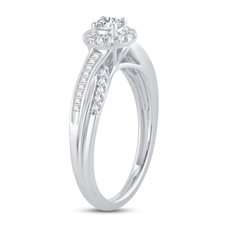 Main Image 2 of Now + Forever Diamond Engagement Ring 3/8 ct tw Round & Baguette-cut 14K White Gold