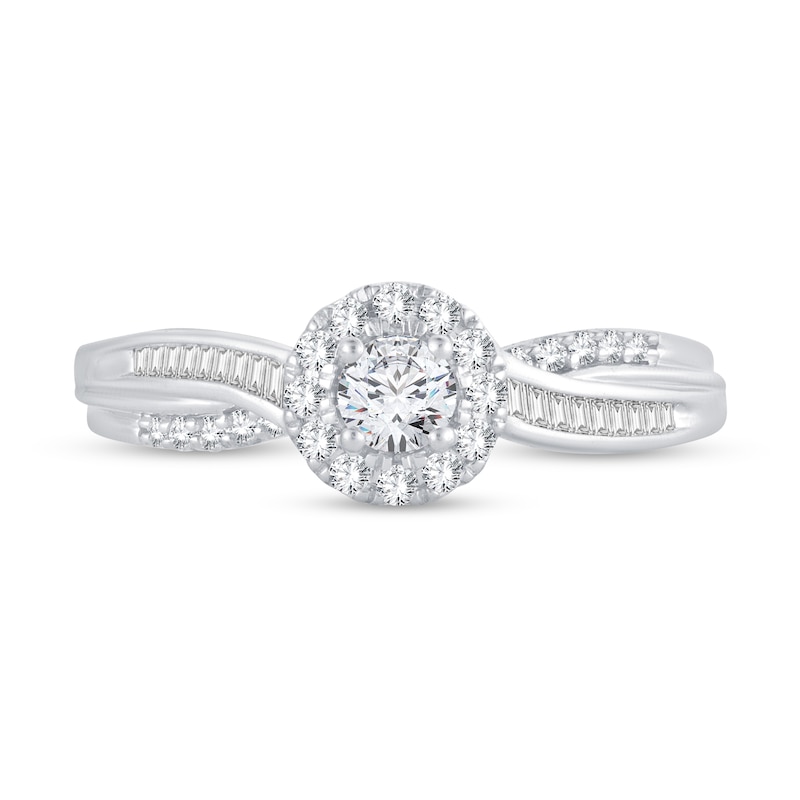 Main Image 3 of Now + Forever Diamond Engagement Ring 3/8 ct tw Round & Baguette-cut 14K White Gold