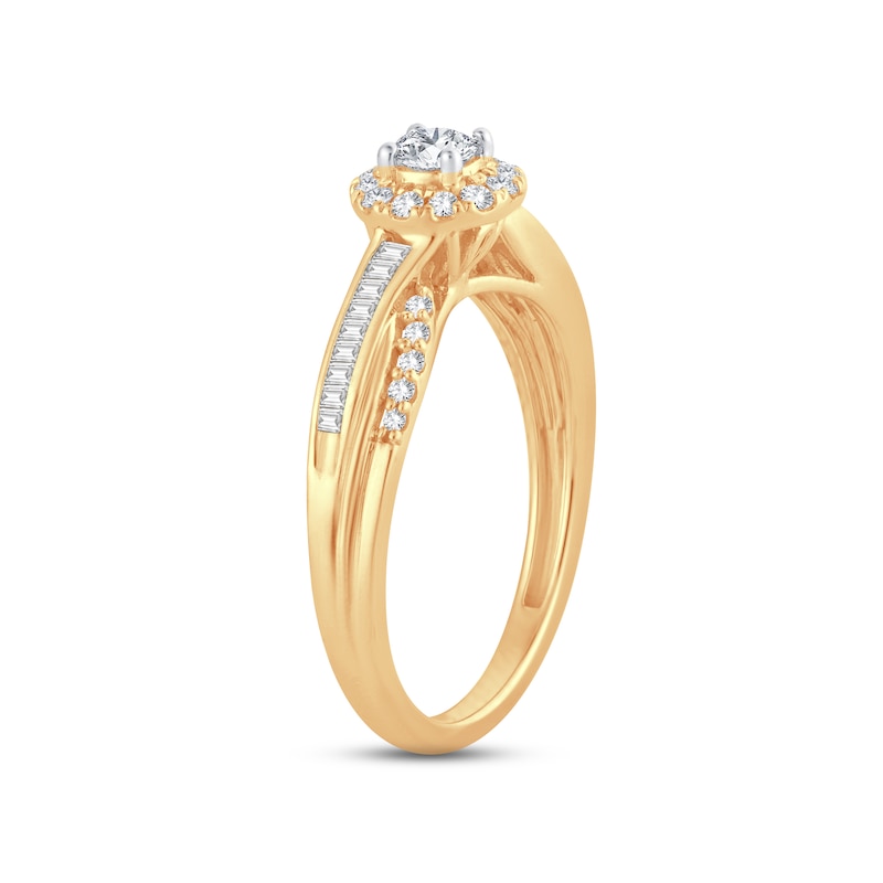 Main Image 2 of Now + Forever Diamond Engagement Ring 3/8 ct tw Round, Baguette-Cut 14K Yellow Gold
