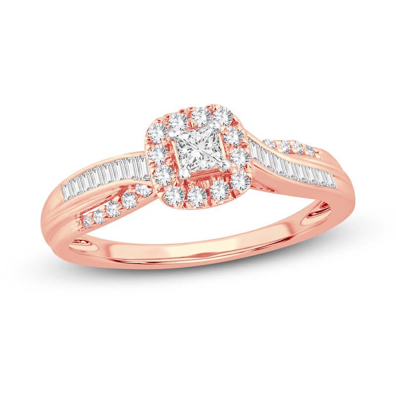 Main Image 1 of Now + Forever Diamond Engagement Ring 3/8 ct tw Princess, Round & Baguette 14K Rose Gold