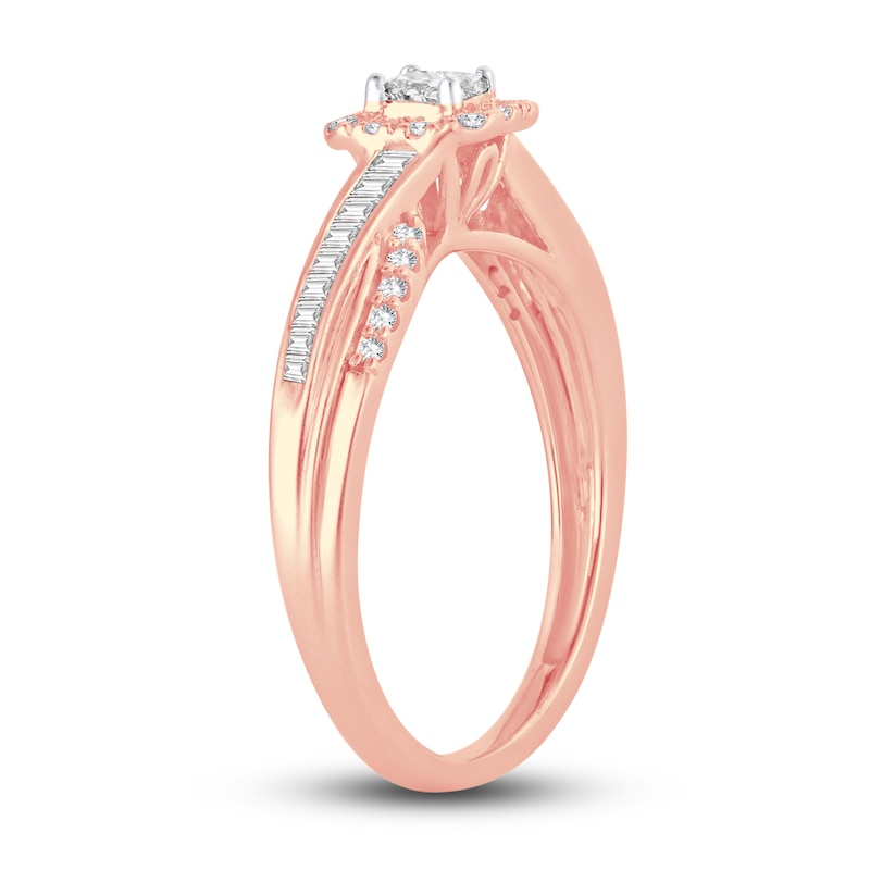 Main Image 2 of Now + Forever Diamond Engagement Ring 3/8 ct tw Princess, Round & Baguette 14K Rose Gold