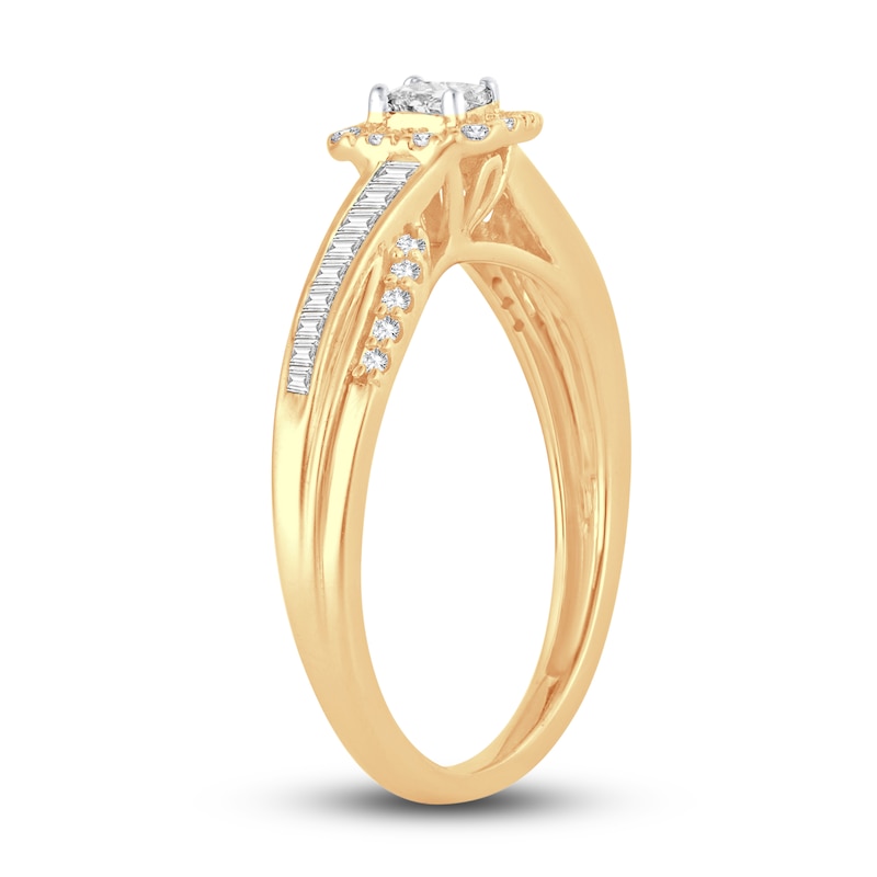 Main Image 2 of Now + Forever Diamond Engagement Ring 3/8 ct tw Princess, Round & Baguette 14K Yellow Gold