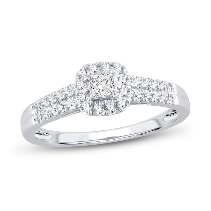 Main Image 1 of Now + Forever Diamond Engagement Ring 3/8 ct tw Princess & Round 14K White Gold