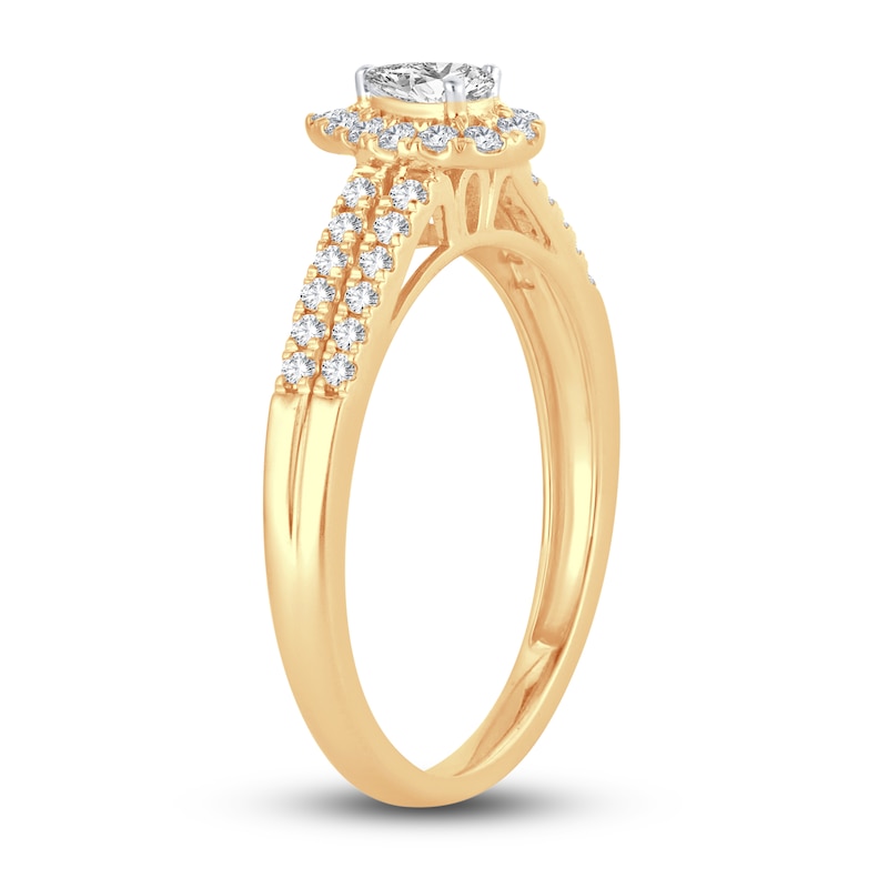 Diamond Engagement Ring 3/8 ct tw Pear & Round 14K Yellow Gold