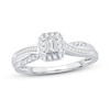 Thumbnail Image 1 of Now + Forever Diamond Engagement Ring 3/8 ct tw Emerald, Baguette & Round 14K White Gold