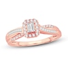 Thumbnail Image 1 of Now + Forever Diamond Engagement Ring 3/8 ct tw Emerald, Baguette & Round 14K Rose Gold