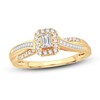 Thumbnail Image 1 of Now + Forever Diamond Engagement Ring 3/8 ct tw Emerald, Baguette & Round 14K Yellow Gold