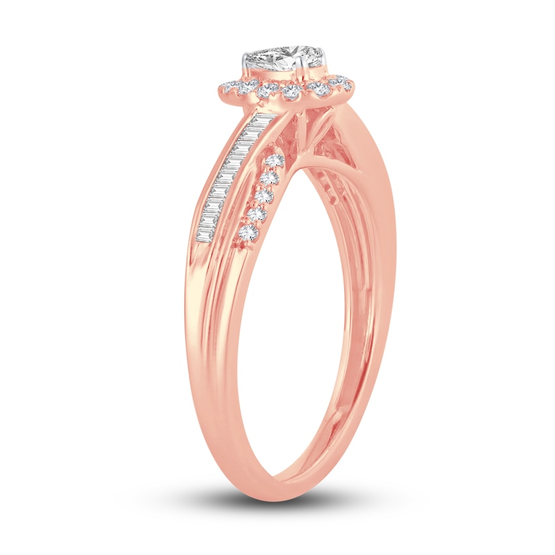 Main Image 2 of Now + Forever Diamond Engagement Ring 3/8 ct tw Pear, Baguette & Round 14K Rose Gold