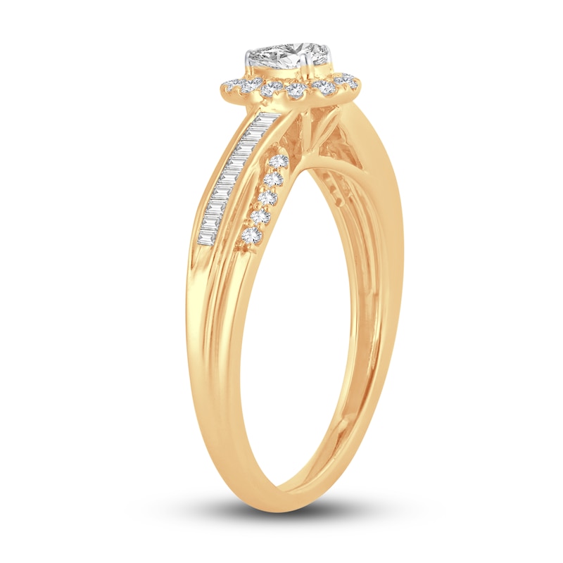 Main Image 2 of Now + Forever Diamond Engagement Ring 3/8 ct tw Pear, Baguette & Round 14K Yellow Gold