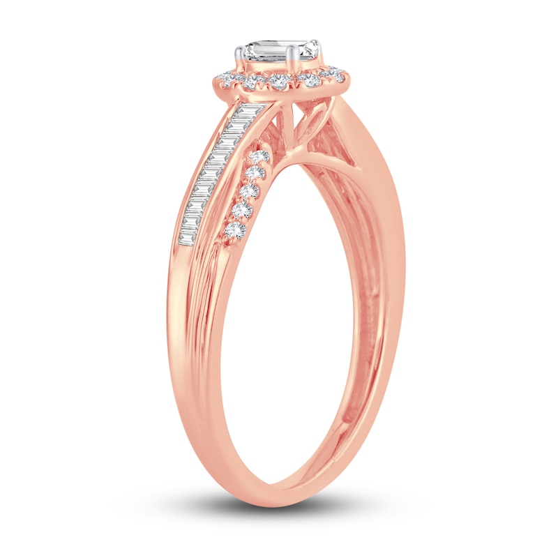 Main Image 2 of Now + Forever Diamond Engagement Ring 3/8 ct tw Oval, Baguette & Round 14K Rose Gold