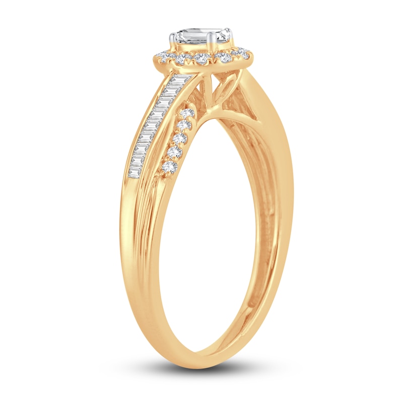 Main Image 2 of Now + Forever Diamond Engagement Ring 3/8 ct tw Oval, Baguette & Round 14K Yellow Gold