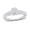 Diamond Engagement Ring 3/8 ct tw Emerald/Round 14K White Gold