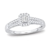 Thumbnail Image 1 of Now + Forever Diamond Engagement Ring 3/8 ct tw Emerald & Round 14K White Gold