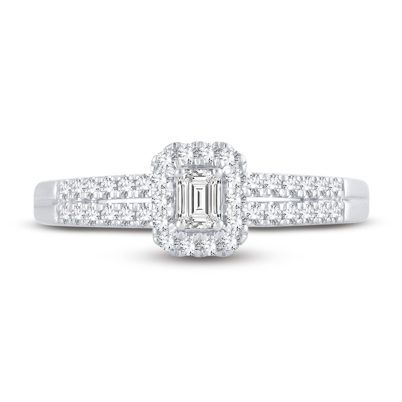 Main Image 3 of Now + Forever Diamond Engagement Ring 3/8 ct tw Emerald & Round 14K White Gold
