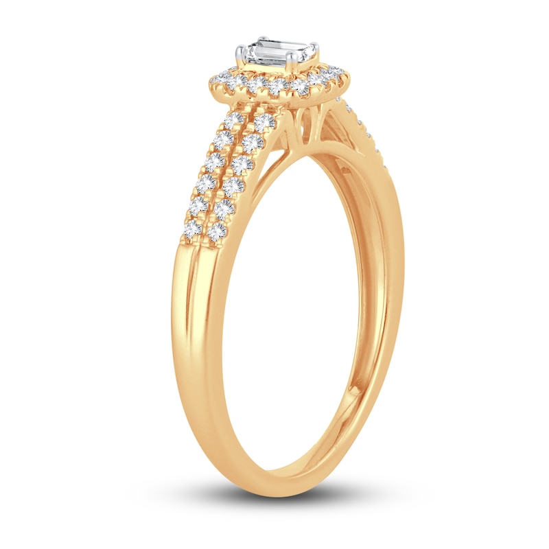 Main Image 2 of Now + Forever Diamond Engagement Ring 3/8 ct tw Emerald & Round 14K Yellow Gold