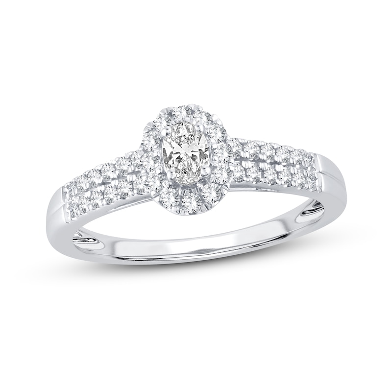 Main Image 1 of Now + Forever Diamond Engagement Ring 3/8 ct tw Oval & Round 14K White Gold