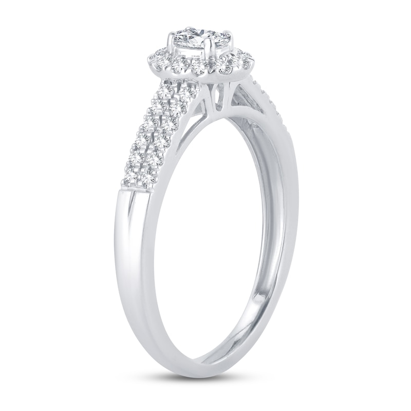 Diamond Engagement Ring 3/8 ct tw Oval & Round 14K White Gold