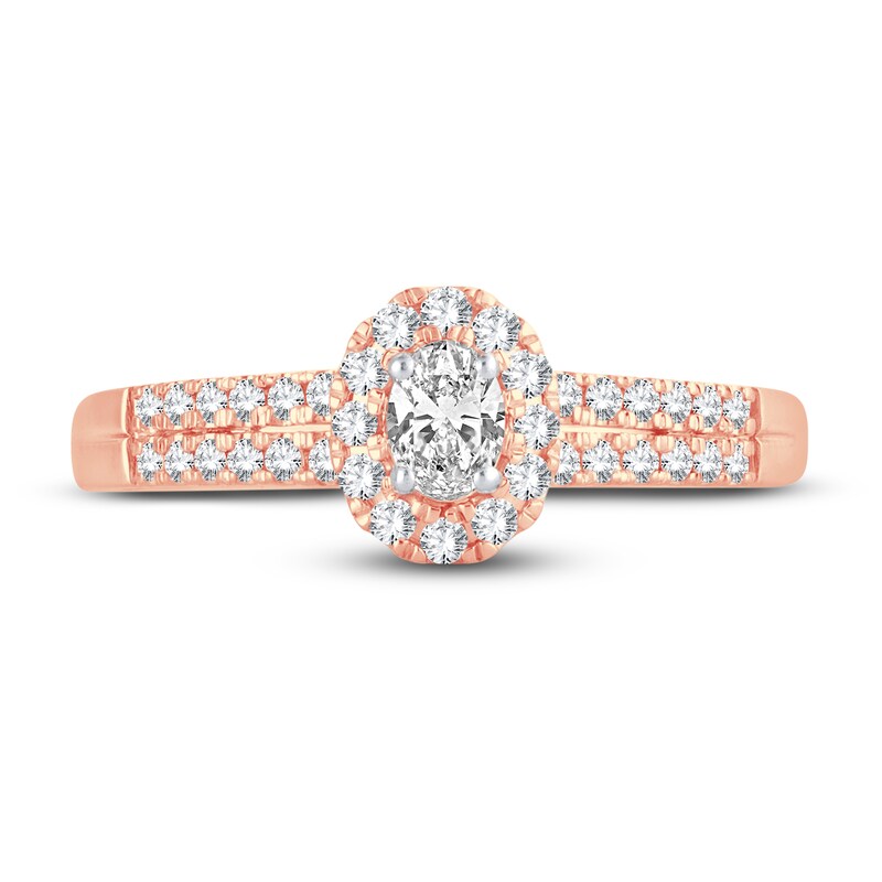 Main Image 3 of Now + Forever Diamond Engagement Ring 3/8 ct tw Oval & Round 14K Rose Gold