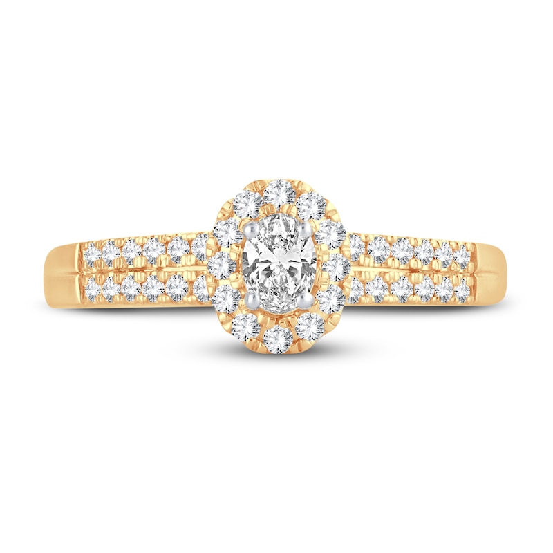 Main Image 3 of Now + Forever Diamond Engagement Ring 3/8 ct tw Oval & Round 14K Yellow Gold