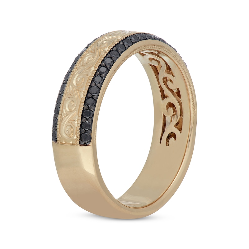 Main Image 2 of Neil Lane Men's Black Diamond Wedding Band 1/2 ct tw Round-Cut 14K Yellow Gold