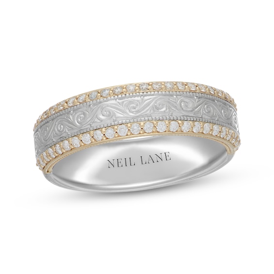 Neil Lane Men's Diamond Wedding Band 3/8 ct tw Round-Cut 14K Two-Tone Gold