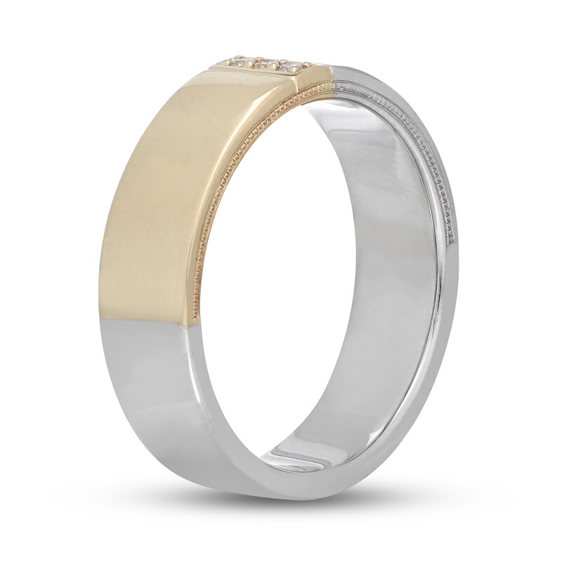 Neil Lane Men's Diamond Wedding Band 1/20 ct tw Round-Cut 14K Two-Tone Gold