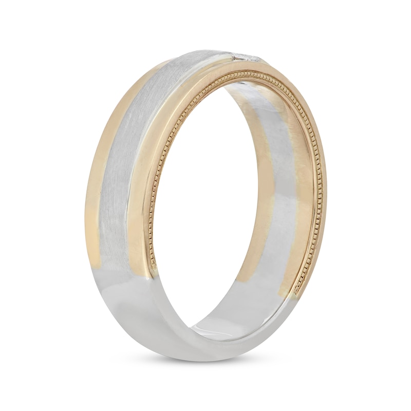 Main Image 2 of Neil Lane Men's Diamond Wedding Band 1/6 ct tw Square-Cut 14K Two-Tone Gold