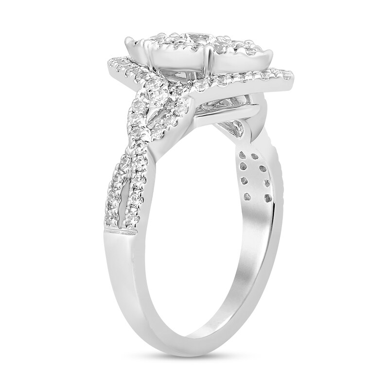 Multi-Diamond Engagement Ring 7/8 ct tw Round-cut 14K White Gold