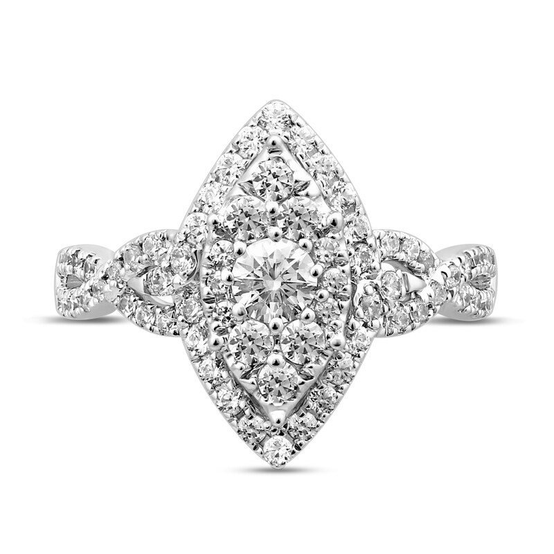 Multi-Diamond Engagement Ring 7/8 ct tw Round-cut 14K White Gold
