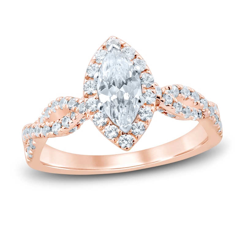 Main Image 1 of Now + Forever Diamond Engagement Ring 1-1/6 ct tw Marquise & Round 14K Rose Gold