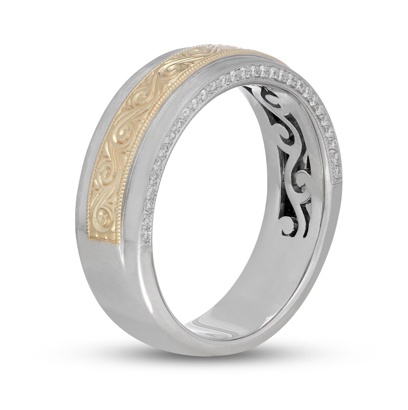Neil Lane Men's Diamond Wedding Band 1/5 ct tw Round-Cut 14K Two-Tone Gold