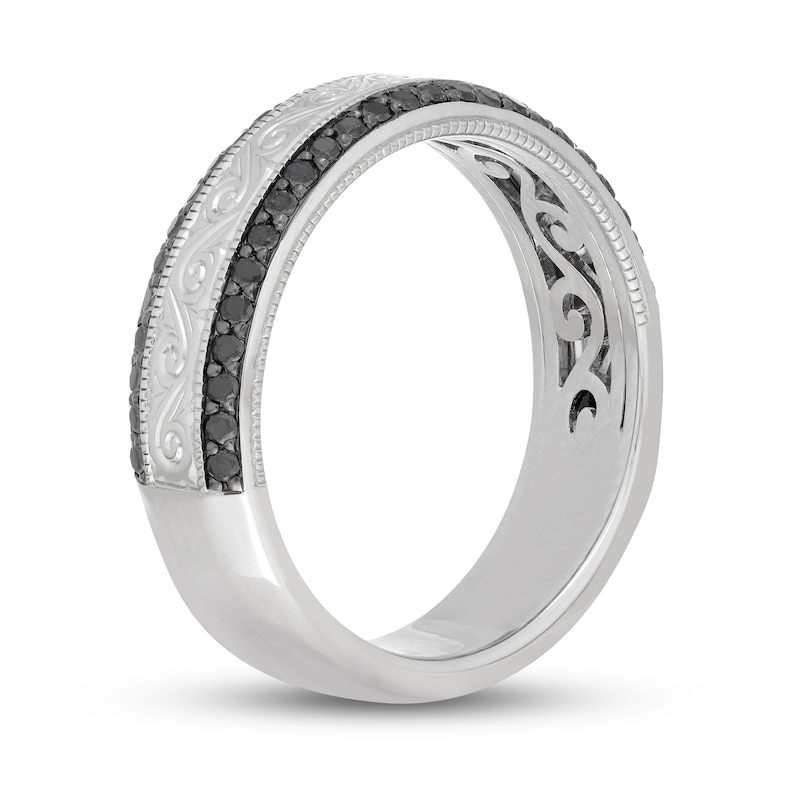 Main Image 2 of Neil Lane Men's Black Diamond Wedding Band 1/2 ct tw Round-Cut 14K White Gold