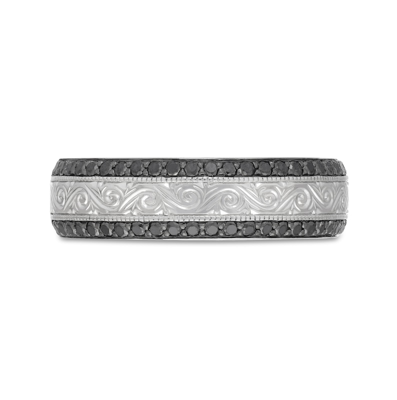 Main Image 3 of Neil Lane Men's Black Diamond Wedding Band 1/2 ct tw Round-Cut 14K White Gold