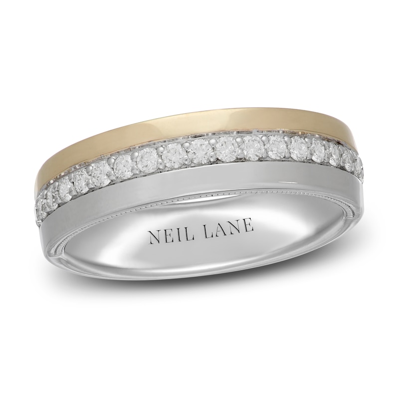 Neil Lane Men's Diamond Wedding Band 1/2 ct tw Round-Cut 14K Two-Tone Gold