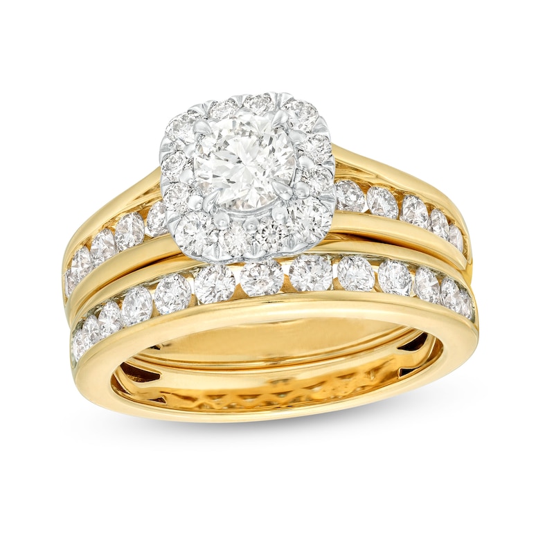Main Image 1 of Diamond Bridal Set 1-7/8 ct tw Round-cut 14K Yellow Gold