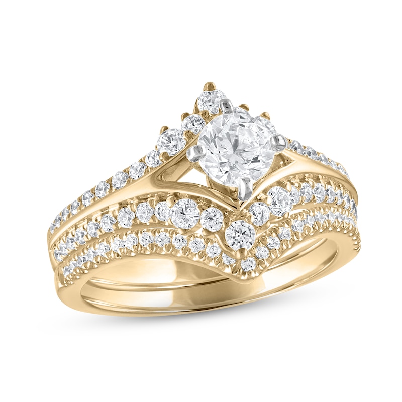 Diamond Bridal Set 1 ct tw Round-cut 14K Yellow Gold