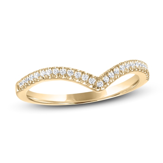 Now + Forever Diamond Chevron Wedding Band 1/8 ct tw 14K Yellow Gold