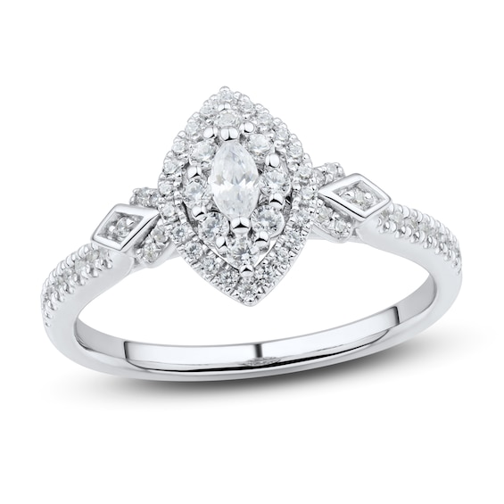 Now + Forever Diamond Engagement Ring 3/8 ct tw Marquise & Round-Cut 14K White Gold