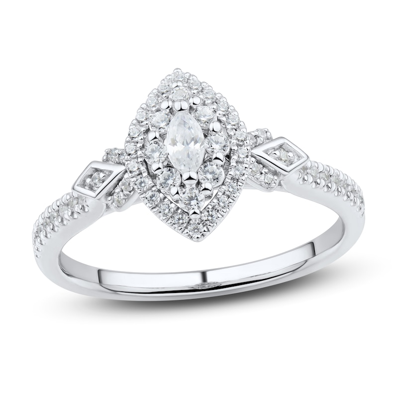 Main Image 1 of Now + Forever Diamond Engagement Ring 3/8 ct tw Marquise & Round-Cut 14K White Gold