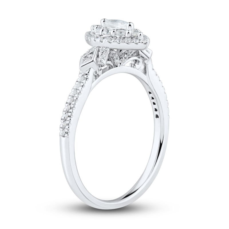 Diamond Engagement Ring 3/8 ct tw Marquise/Round-Cut 14K White Gold