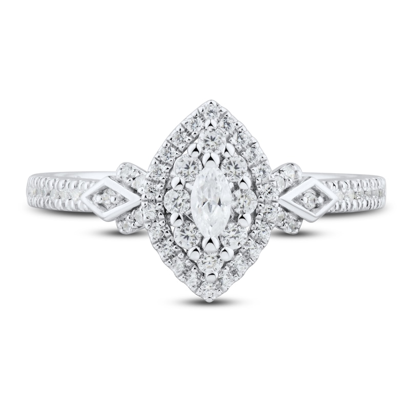 Main Image 3 of Now + Forever Diamond Engagement Ring 3/8 ct tw Marquise & Round-Cut 14K White Gold