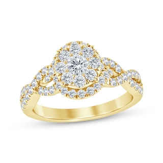 10kt Yellow Gold Womens Princess Diamond Cluster Bridal Wedding Engagement  Ring 1/2 Cttw - Size 10 - Landmark Jewelers ltd
