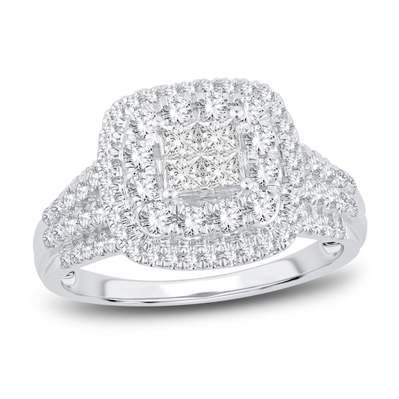 Now + Forever Diamond Engagement Ring 7/8 ct tw Princess & Round-Cut 14K White Gold
