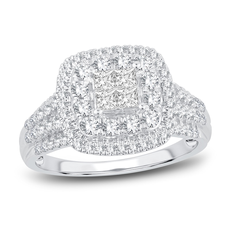 Diamond Engagement Ring 7/8 ct tw Princess & Round-Cut 14K White Gold | Kay