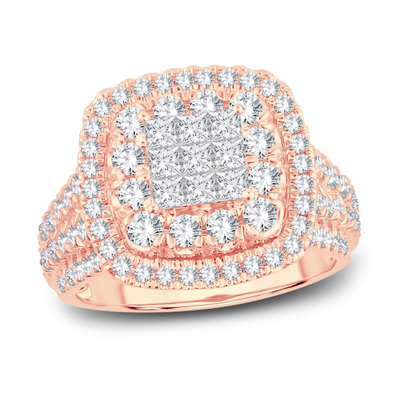 Now + Forever Diamond Engagement Ring 1-7/8 ct tw Princess & Round-Cut 14K Rose Gold